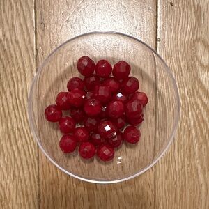 Cranberry colored faceted glass beads - qty 31